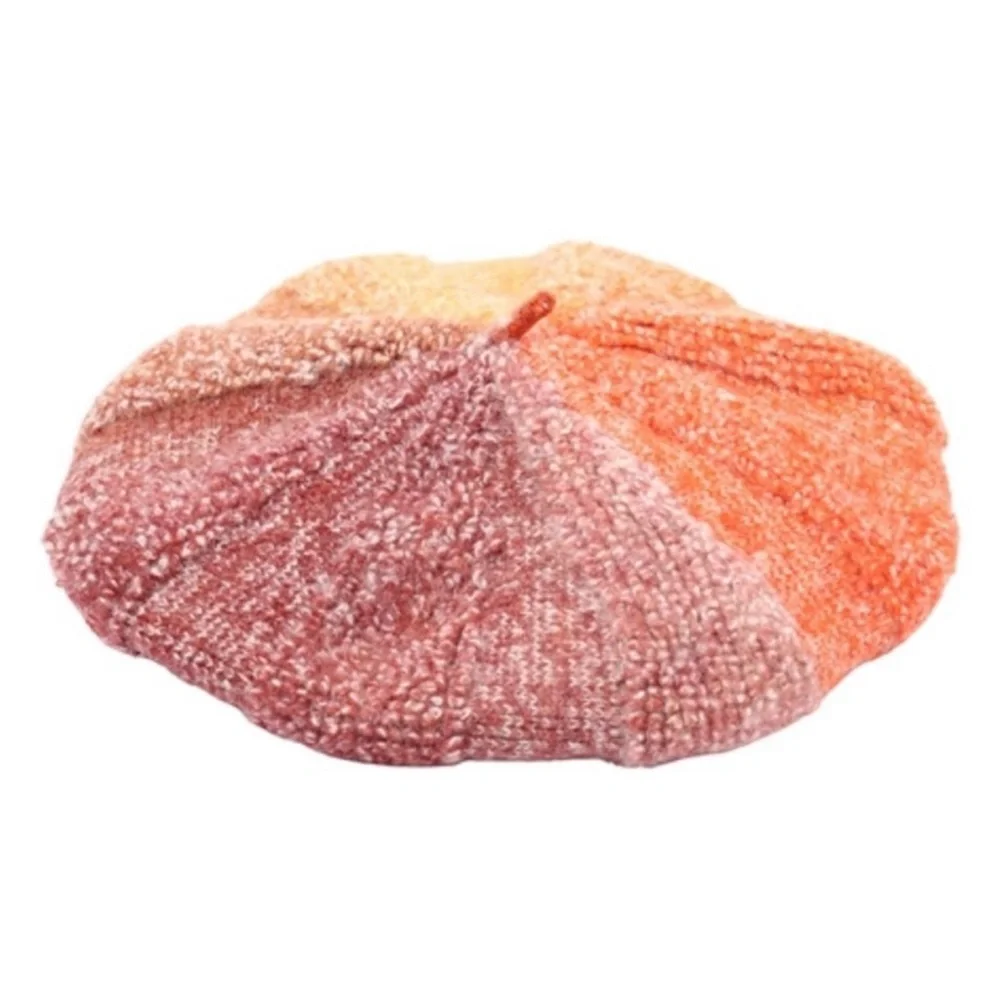 Rust Orange Fall French Beret Stylish Knit Hat for Autumn Fashion